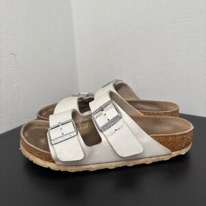 BIRKENSTOCK Arizona Genuine Classic White Straps Sandals L6/ M4 37 Beach Casual